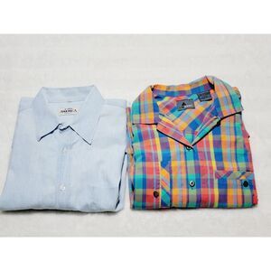 80's/90's vintage Liz Wear plaid Shirt + Cafe America Short Sleeve Set Size L